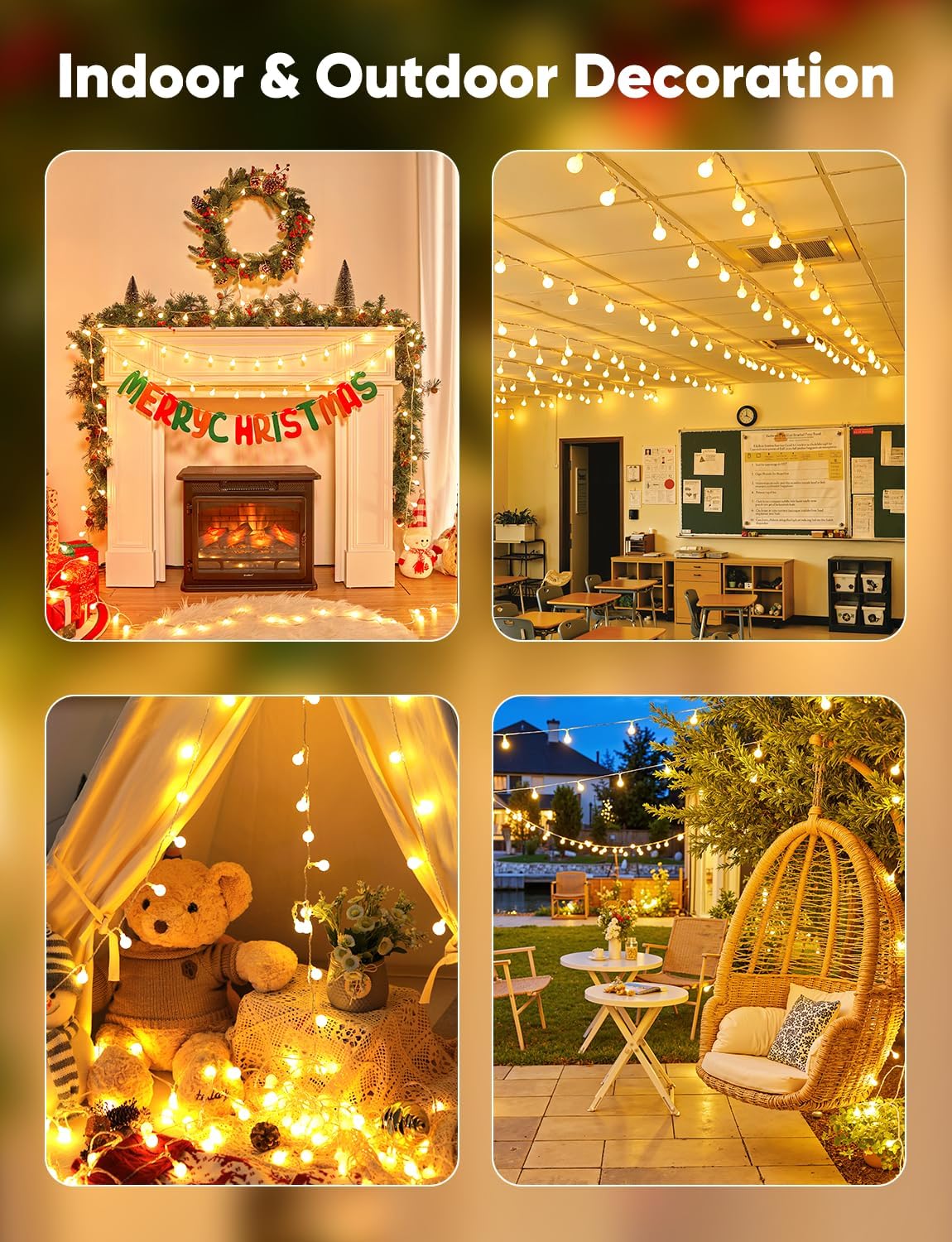 Minetom Globe String Lights – Thoughtful Birthday Gift for Her, Cozy Bedroom Decor with 6-Hour Timer Remote for Women & Mom