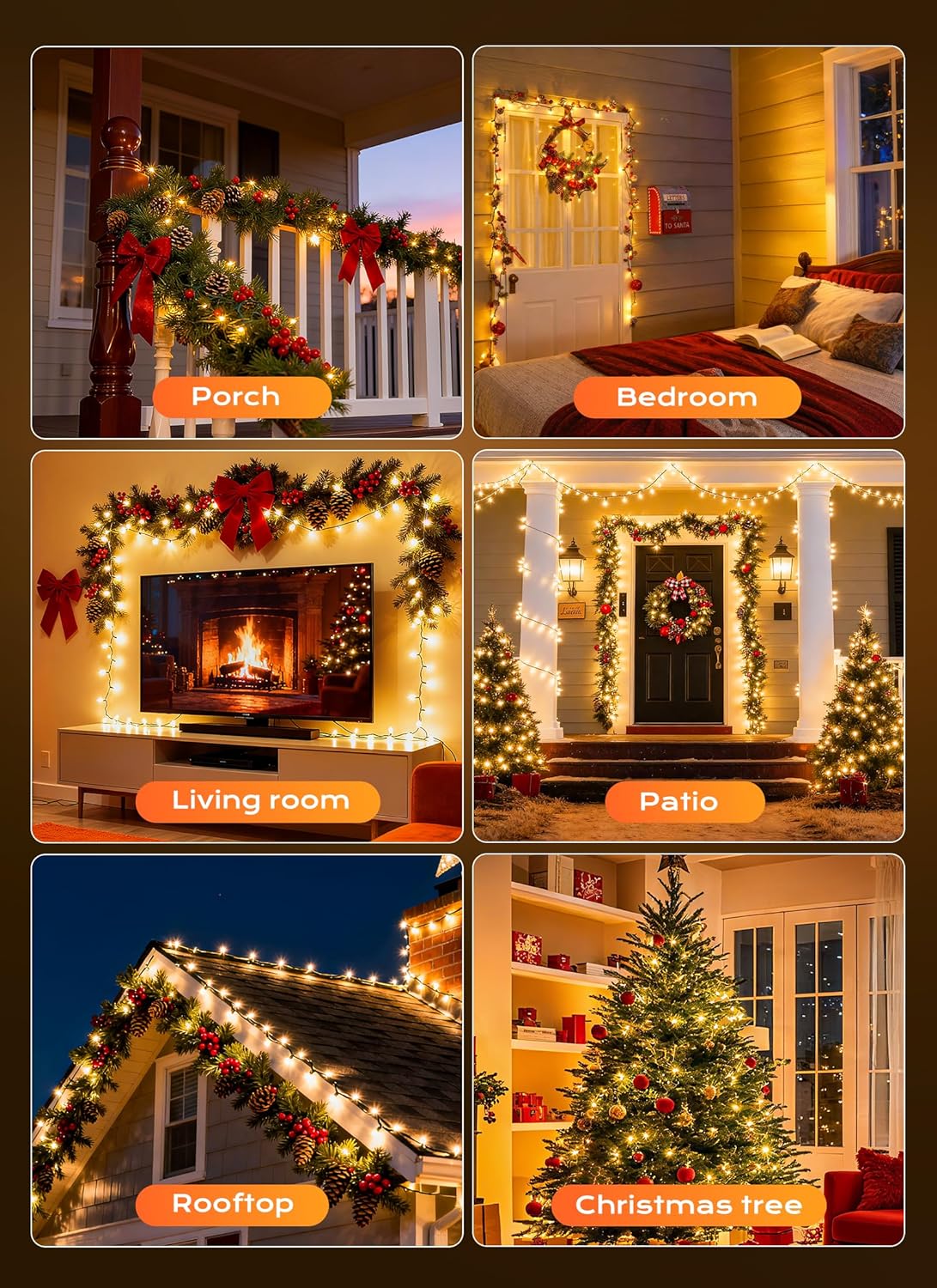 Minetom LED String Lights – Patio and Deck Outdoor Dining, Waterproof 50 ft Clear Bulbs