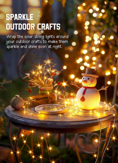 Minetom Solar Fairy Lights for Bedroom Aesthetic, 33Ft 100 LED Warm White String Lights for Cozy Indoor Ambiance