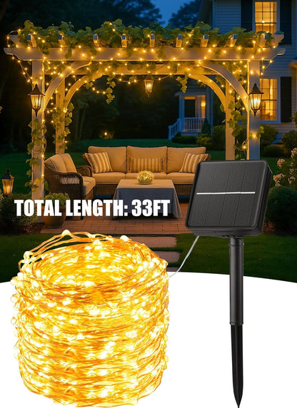 Minetom Solar Fairy Lights for Bedroom Aesthetic, 33Ft 100 LED Warm White String Lights for Cozy Indoor Ambiance