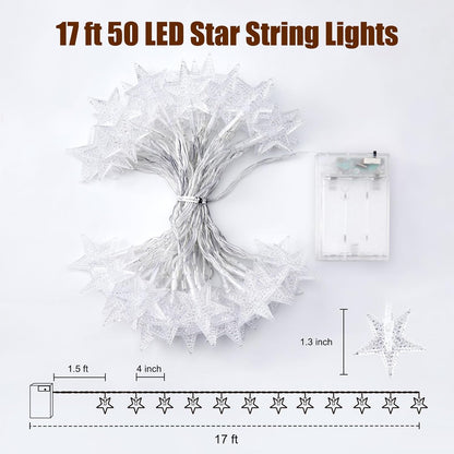 Minetom Star String Lights Battery Operated – Child-Safe Nursery and Kids Bedroom Night Light, Cool-Touch LEDs