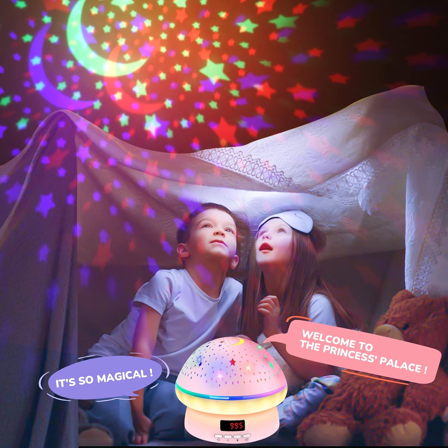MINGKIDS Star Night Light Projector for Kids Bedroom – Auto-Off Timer & Soft Glow Night Light for Toddlers Ages 2-8