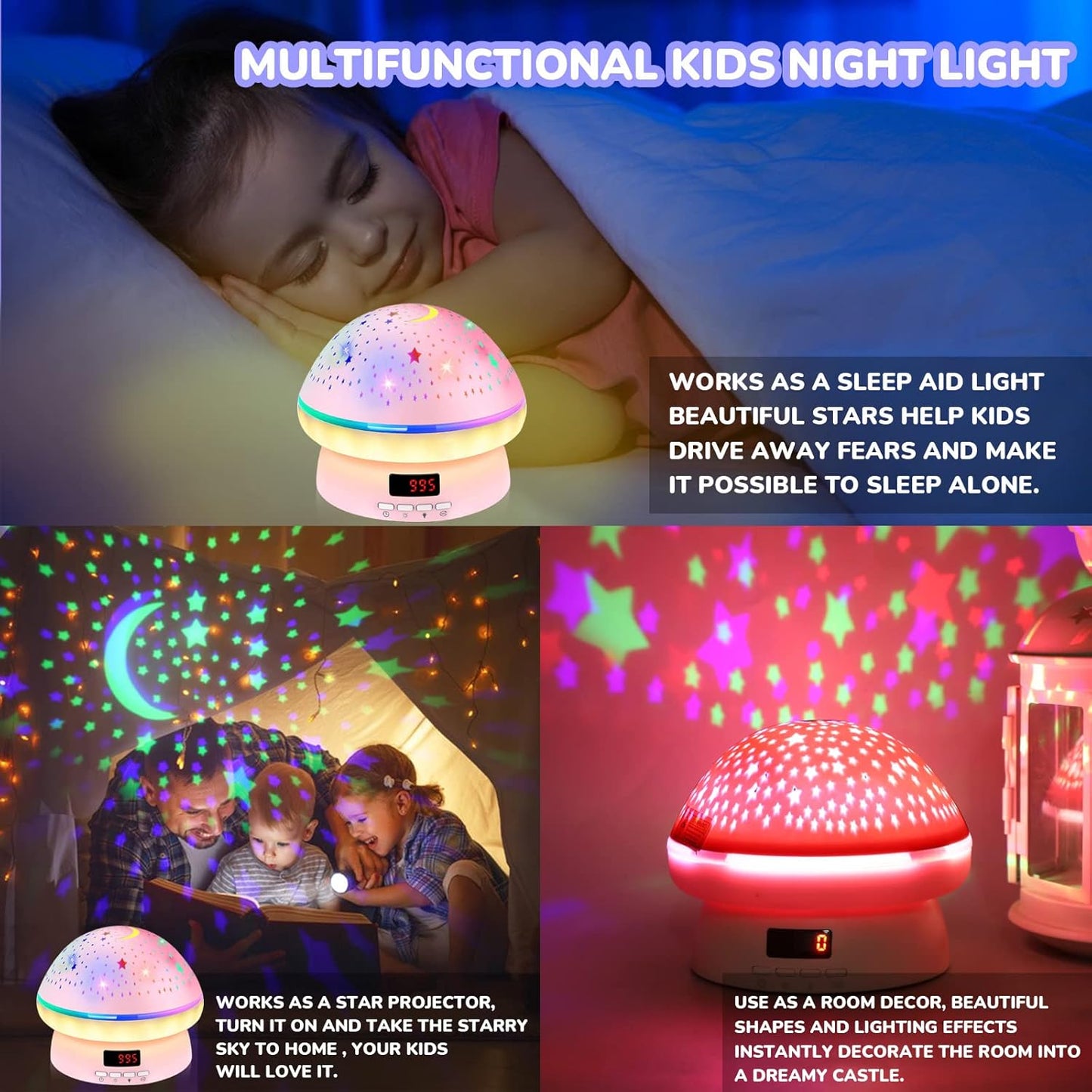 MINGKIDS Star Night Light Projector for Kids Bedroom – Auto-Off Timer & Soft Glow Night Light for Toddlers Ages 2-8