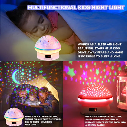 MINGKIDS Star Night Light Projector for Kids Bedroom – Auto-Off Timer & Soft Glow Night Light for Toddlers Ages 2-8