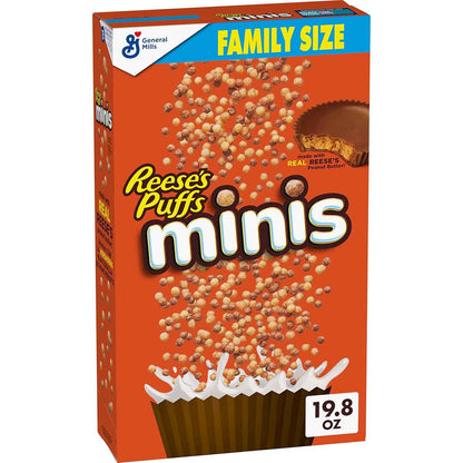 Reese's Puffs Minis Cereal, No High Fructose Corn Syrup Chocolate Peanut Butter Breakfast for Health-Conscious Families, 19.8 oz