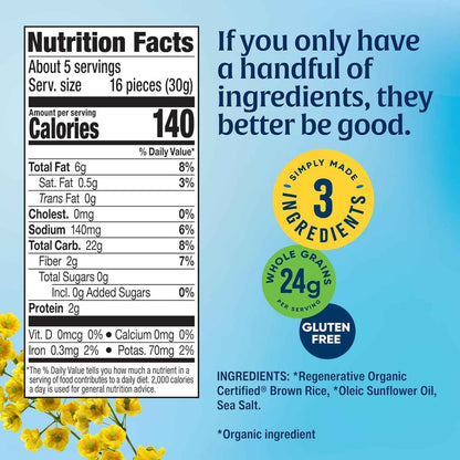 Lundberg Organic Rice Cake Minis – Mindful Snack for Clean Eating Routines, Original Sea Salt Vegan Crunch