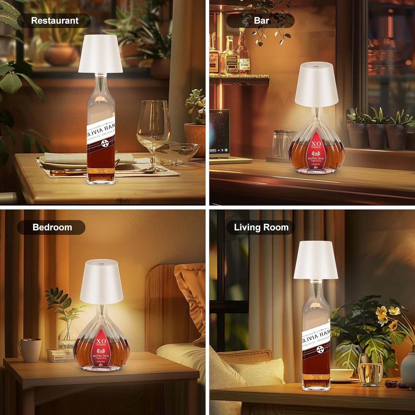 Minimalist Cordless Bottle Lamp, Clean Line Rechargeable LED for Uncluttered Spaces