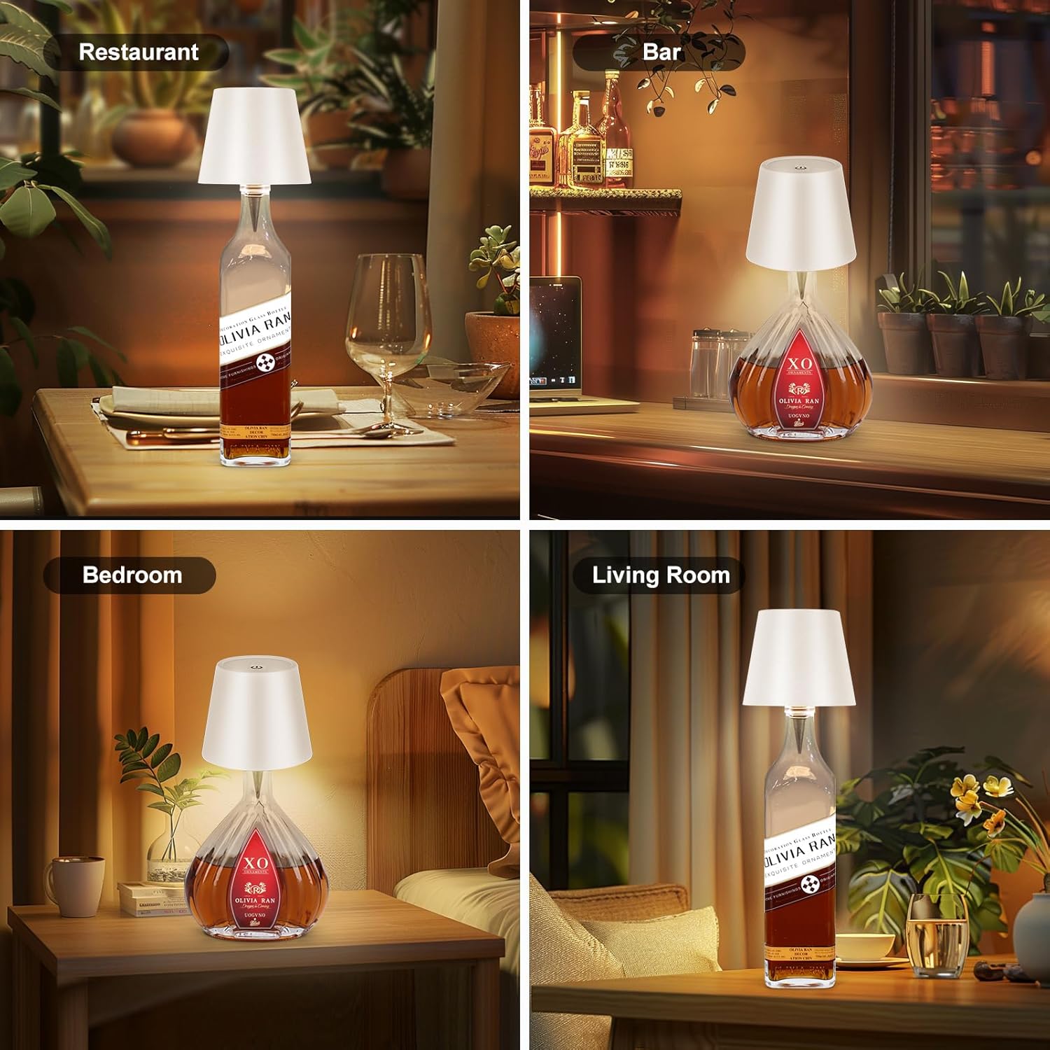 Minimalist Cordless Bottle Lamp, Clean Line Rechargeable LED for Uncluttered Spaces