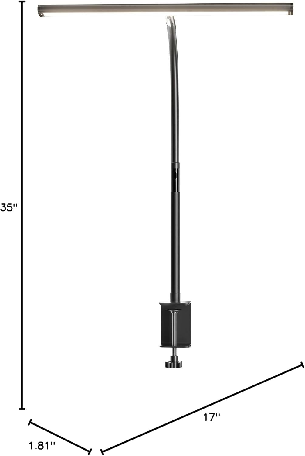 Minimalist Desk Lamp – Slim LED Monitor Light in Neutral Gray, Stepless Dimming Home Office Fixture