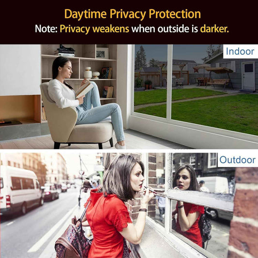 CozyPrivacy One Way Window Film – Bedroom Decor Tint, Daytime Privacy Without Curtains