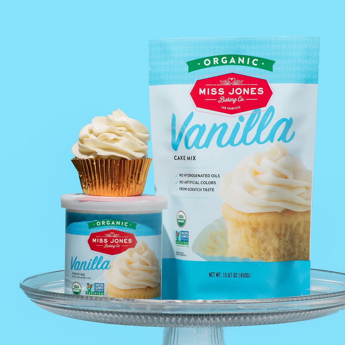 Miss Jones Baking Clean-Ingredient Vanilla Buttercream for Wellness-Focused Home Bakers, Organic Frosting