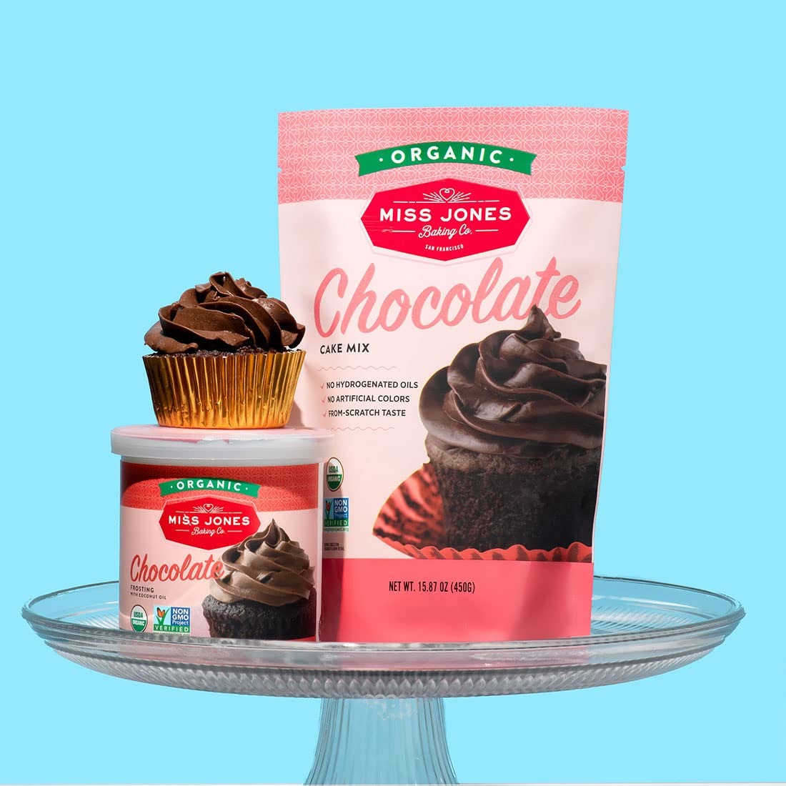 Miss Jones Baking Organic Chocolate Cake Mix – Clean-Ingredient Dessert for Wellness-Minded Home Bakers, Vegan and Non-GMO
