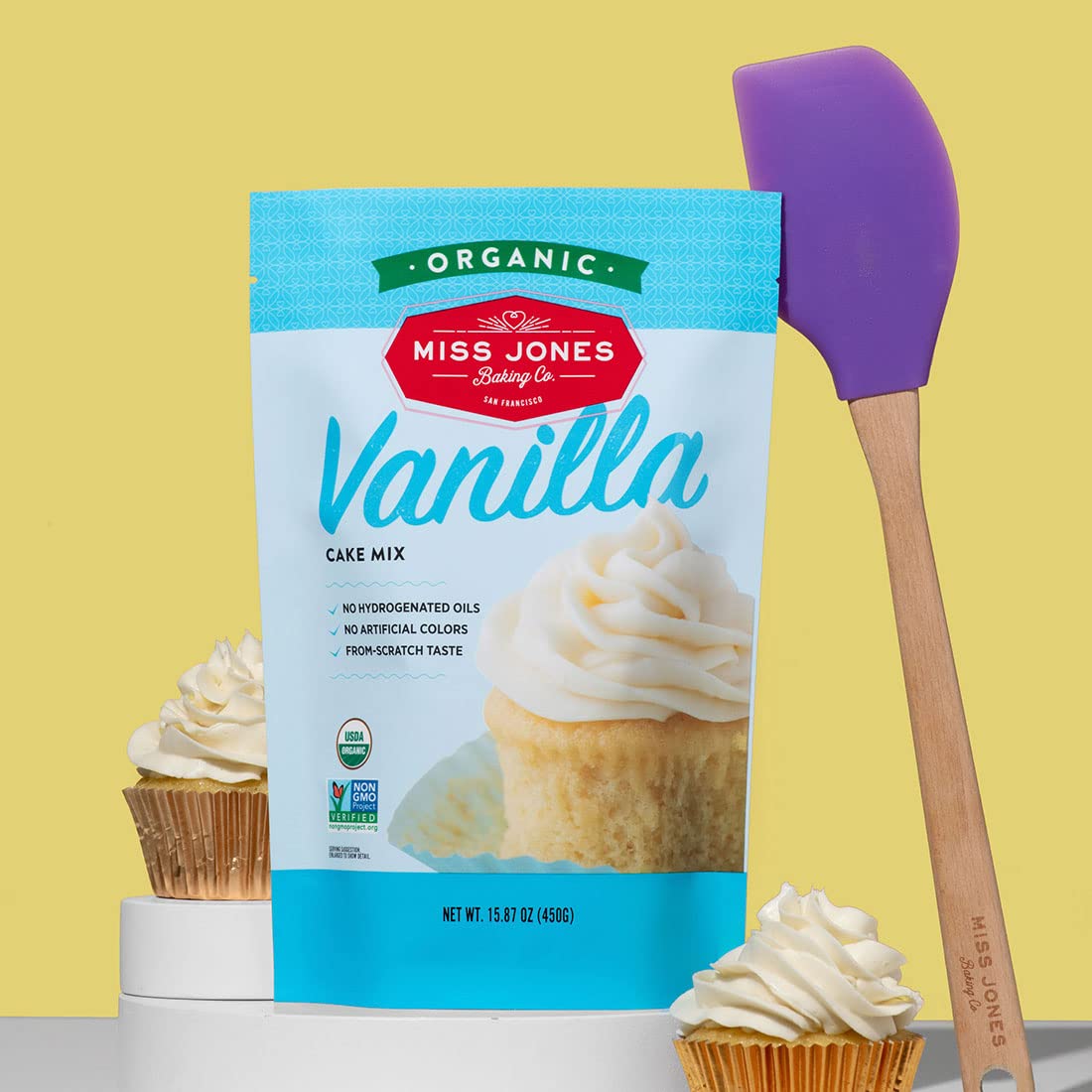 Miss Jones Baking Organic Yellow Cake Mix – Clean-Label Vegan Baking for Health-Conscious Home Bakers, Non-GMO Vanilla Cake with No Artificial Additives