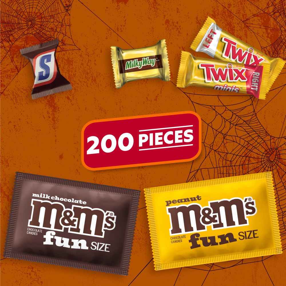M&M'S, SNICKERS, TWIX & MILKY WAY Halloween Candy Variety Pack as a Halloween Gift Basket Base