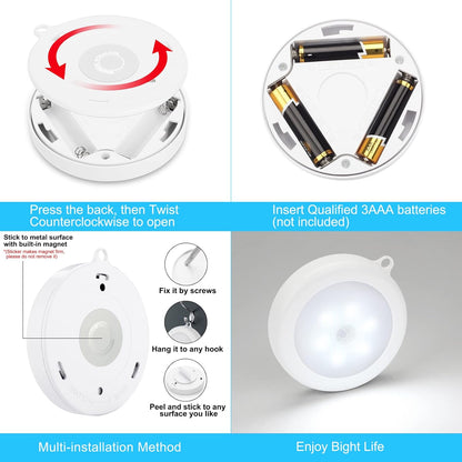 Mlambert 4 Pack Motion Sensor Night Light for Stairs & Hallways, Battery-Powered Fall Prevention Lighting for Elderly