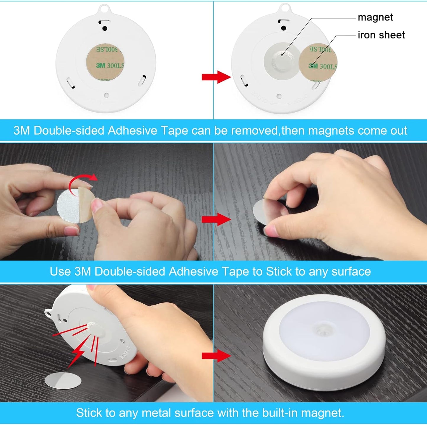 Mlambert 4 Pack Motion Sensor Night Light for Stairs & Hallways, Battery-Powered Fall Prevention Lighting for Elderly