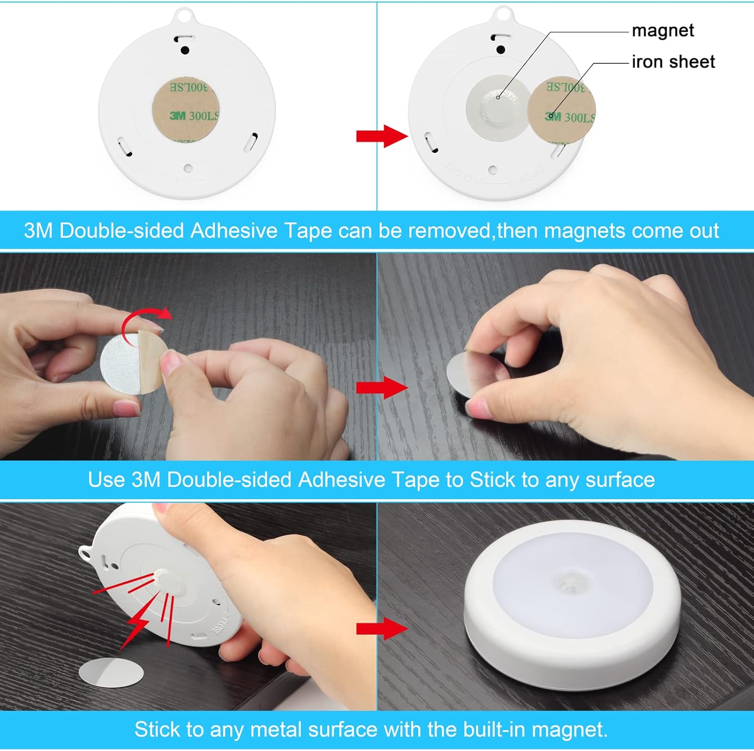 Mlambert 4 Pack Motion Sensor Night Light for Stairs & Hallways, Battery-Powered Fall Prevention Lighting for Elderly