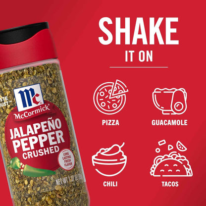 McCormick Crushed Jalapeño Pepper, 1.37 oz — One Clean Ingredient for a Clutter-Free Spice Rack, No Additives or Added Sodium