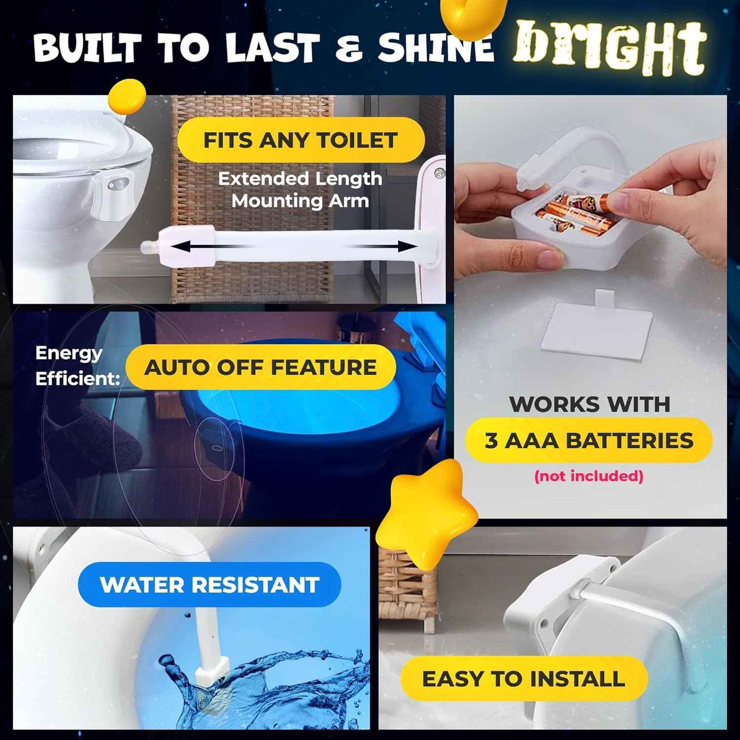 LooLume Toilet Night Light – Motion Activated Bathroom Light, No Flame, No Switch Needed