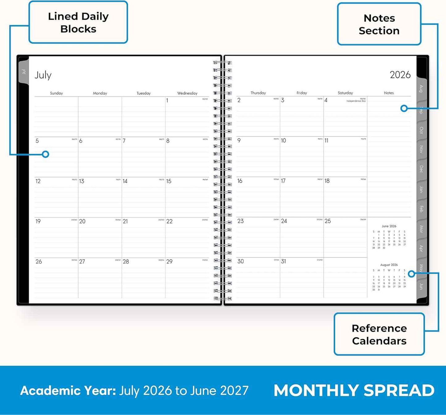 Blue Sky 2026-2027 Weekly & Monthly Planner, Family-Friendly Back-to-School Supply for Middle School and High School Teens