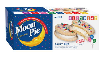MoonPie Birthday Mini Party Pies, Vanilla Cookie, 10 Count, 10 oz, Dairy Free