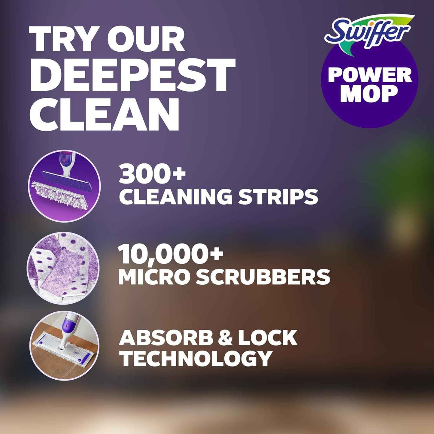 Swiffer PowerMop Multi-Surface Mop Kit for Living Room Aesthetic, Sleek Cordless Design with Fresh Scent