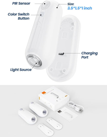 Motion Sensor Toilet Night Light – Fall Prevention Nightlight for Hallway and Stairs, Rechargeable