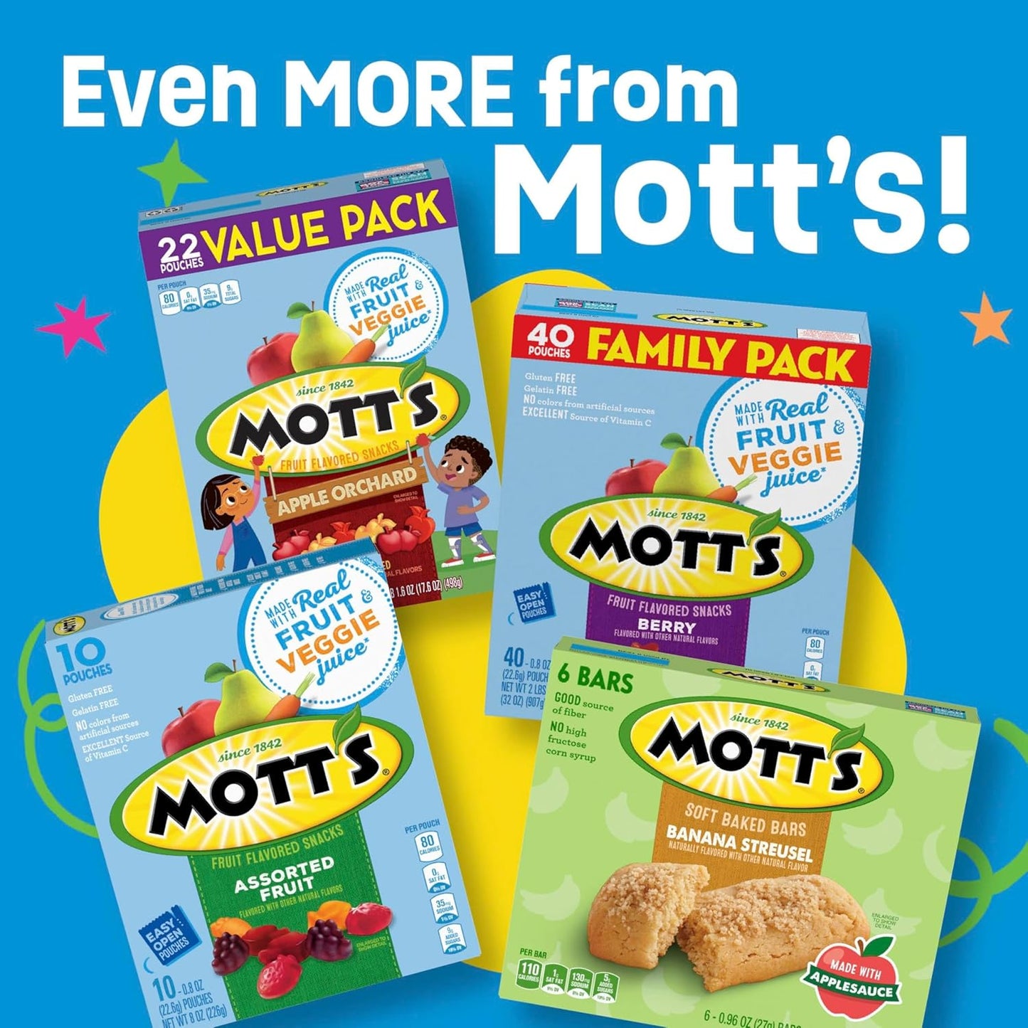 Mott's Halloween Fruit Snacks for Fall Outings – Portable Apple Orchard and Corn Maze Snack, 40 Pouch Family Pack