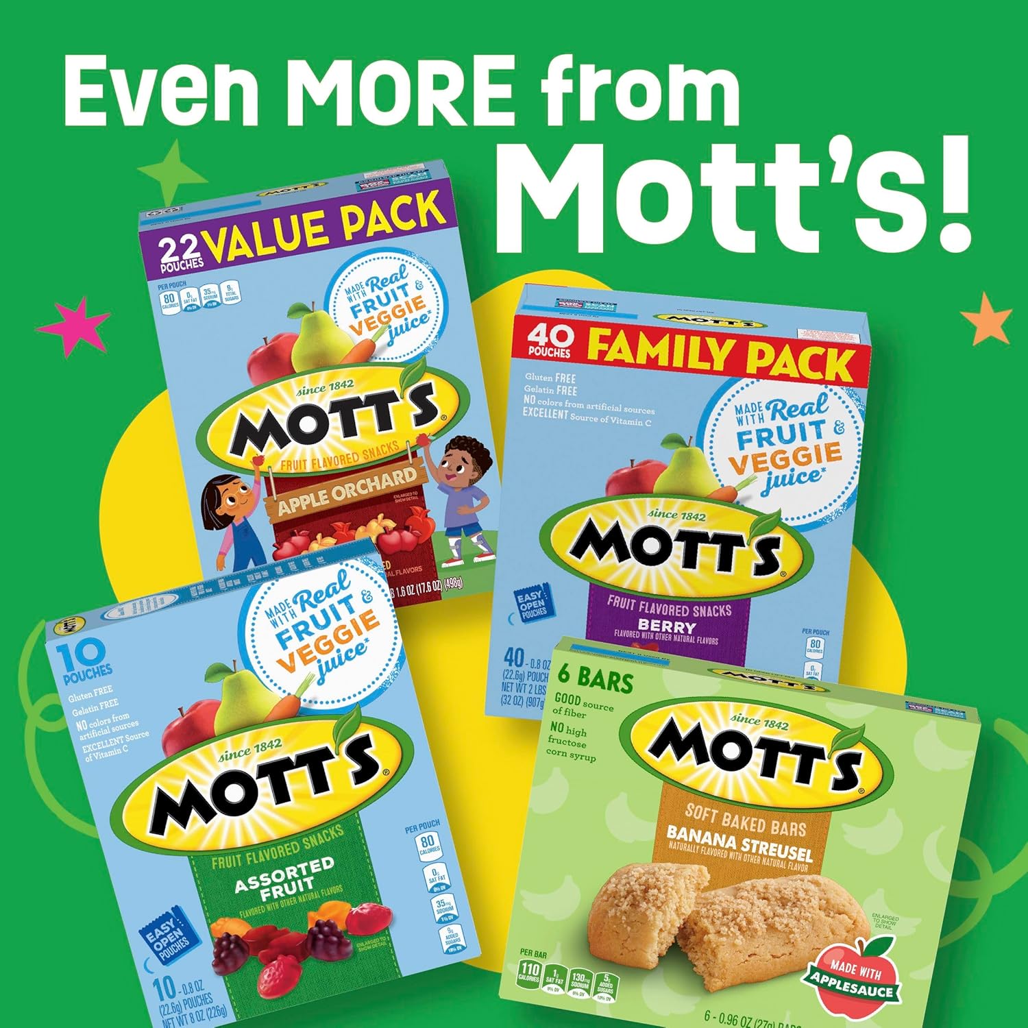 Mott's Soft Baked Bars – Lunch Box Snack for School, Kids Snack Bars Made with Applesauce