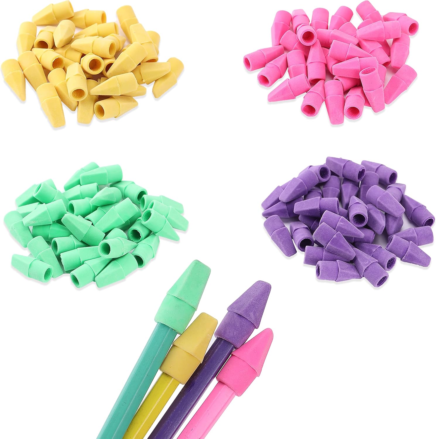 Mr. Pen- Latex-Free Pencil Cap Erasers in 38 Colors, Thoughtful Bulk Gift for Teachers, Homeschool Parents, and Stocking Stuffers