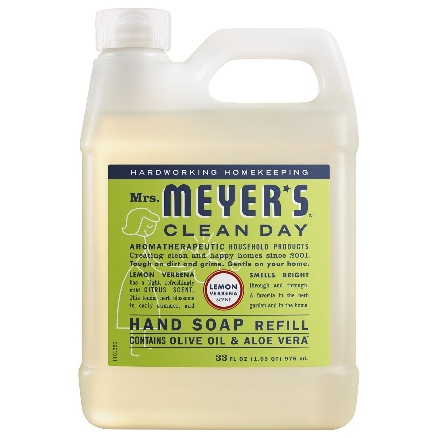 MRS. MEYER&amp;#39;S CLEAN DAY Hand Soap Refill, Lemon Verbena Scent, 33 Fl Oz Bottle