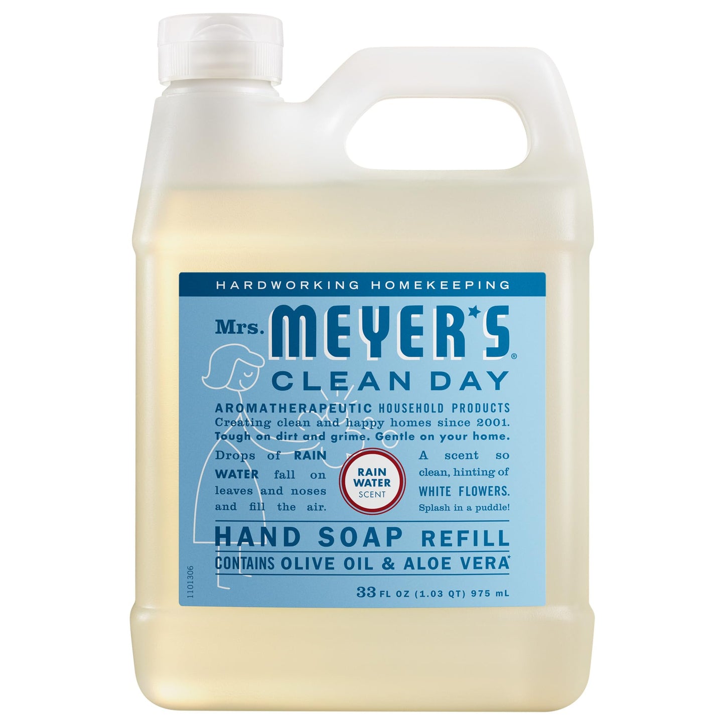 MRS. MEYER&amp;#39;S CLEAN DAY Hand Soap Refill, Rain Water Scent, 33 Fl Oz Bottle