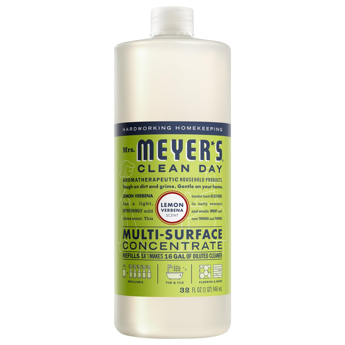MRS. MEYER&amp;#39;S CLEAN DAY Multi-Surface Everyday Concentrate, Lemon Verbena Scent, 32 Fl Oz Bottle