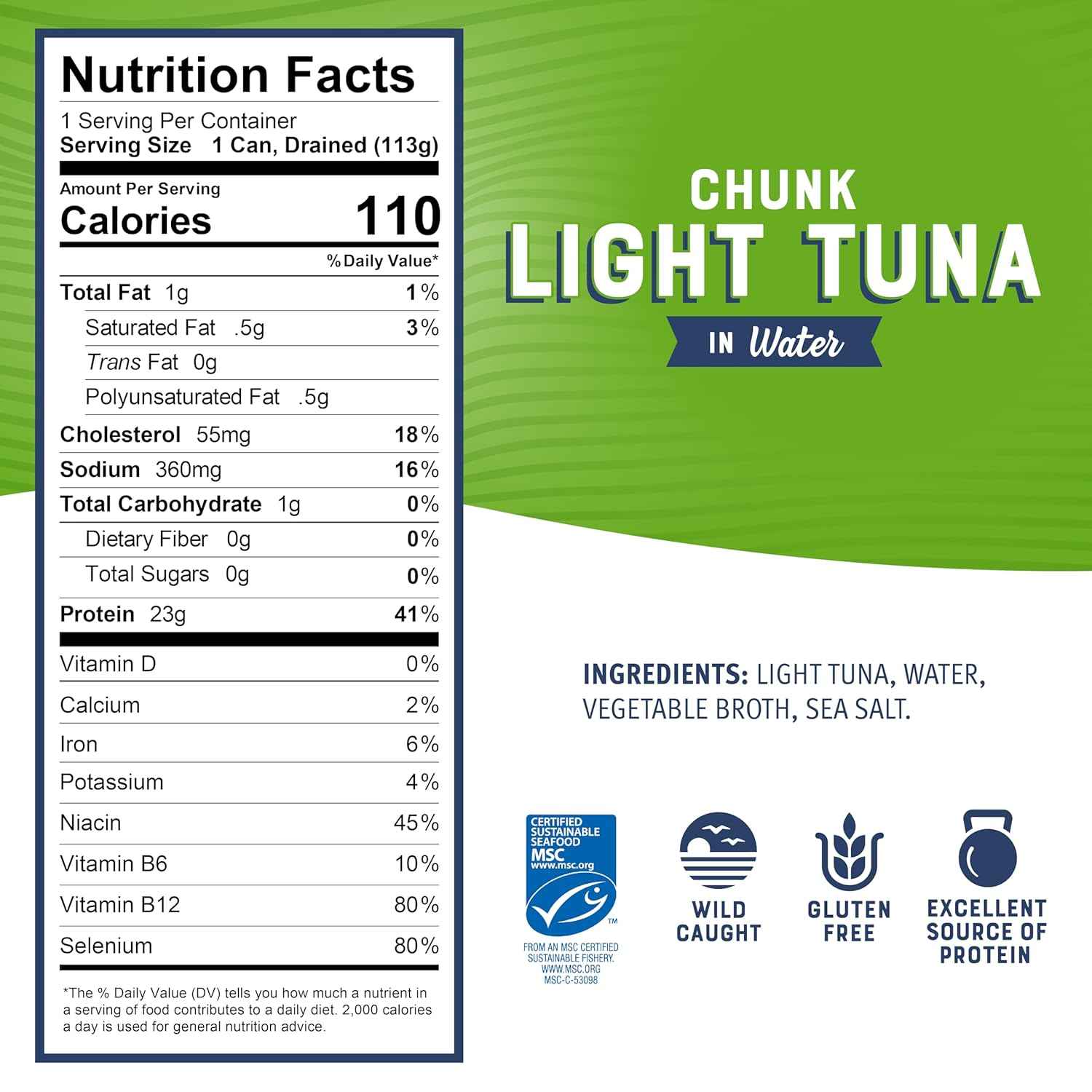 Bumble Bee Chunk Light Tuna in Water – Lean Protein Staple for Your High-Protein Meal Prep Fridge, 5 oz Cans