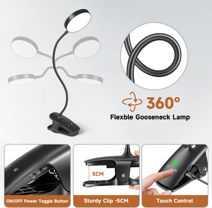 Mubarek Clip on Desk Lamp – Focus Lighting for Home Office Professionals, Eye-Caring Task Light
