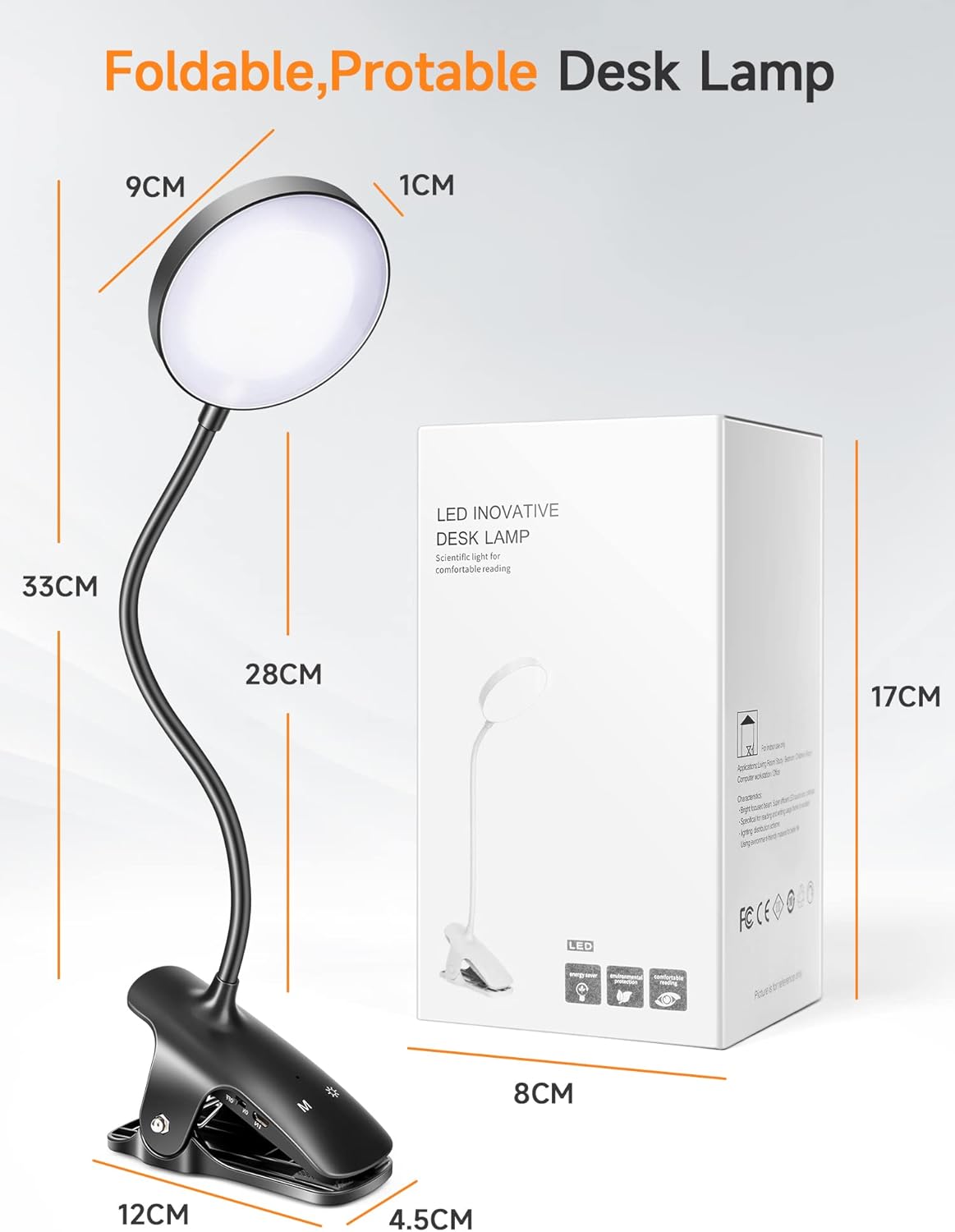 Mubarek Clip on Desk Lamp – Focus Lighting for Home Office Professionals, Eye-Caring Task Light