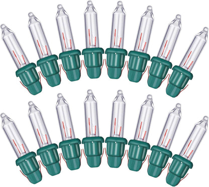 Mudder Mini Incandescent Replacement Bulbs – Cozy Christmas Tree Decor for Living Room Holiday Ambiance, Clear and Green Glass