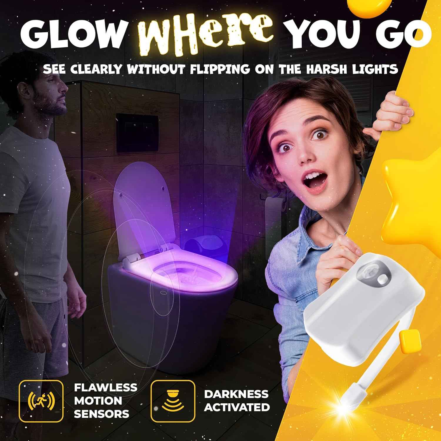 LooLume Toilet Night Light – Motion Activated Bathroom Light, No Flame, No Switch Needed