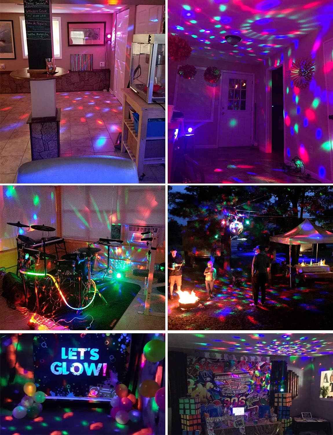 Luditek 2-Pack Sound Activated Party Lights – Birthday Gift for Her, Portable Disco Ball Lights for Bedroom and Holiday Party Decor