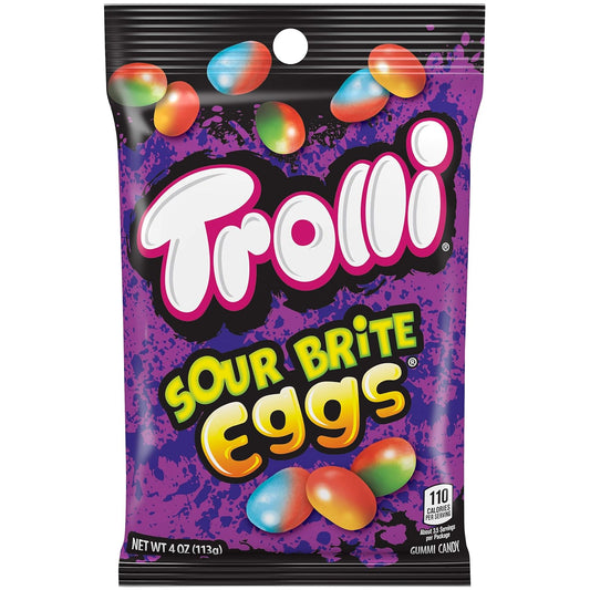 multi-colored egg-shaped gummies in a crunchy candy shell