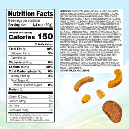 Snak Club Ranch Crunch Mix – Portable Savory Snack for Camping, Picnics, and Tailgate Spreads, 8 oz Resealable Pouch