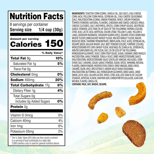 Snak Club Ranch Crunch Mix – Portable Savory Snack for Camping, Picnics, and Tailgate Spreads, 8 oz Resealable Pouch