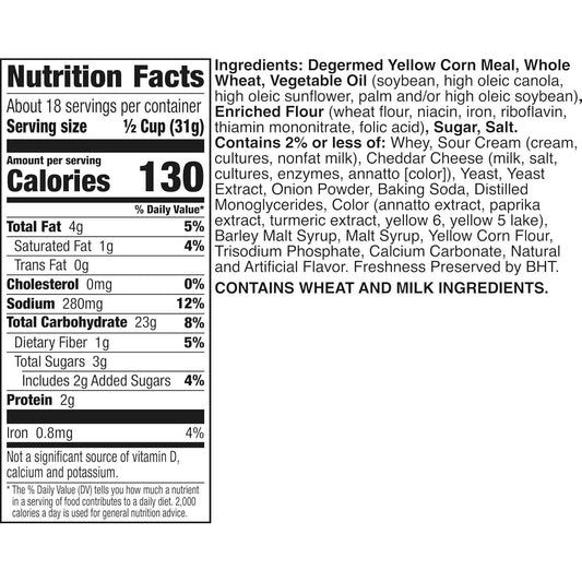 Chex Mix Cheddar Snack Mix Tub – Family-Sized Tub for Playdates, School Snacks, and Lunchbox Variety, 20 oz