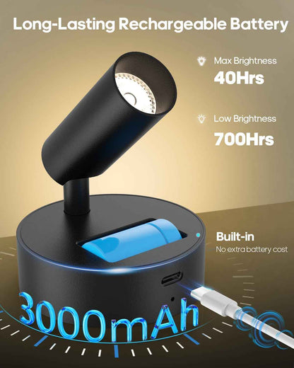 Wireless Magnetic LED Spotlight, Clean Cylinder Profile for Intentional Shelf and Plant Displays, No Wires No Clutter