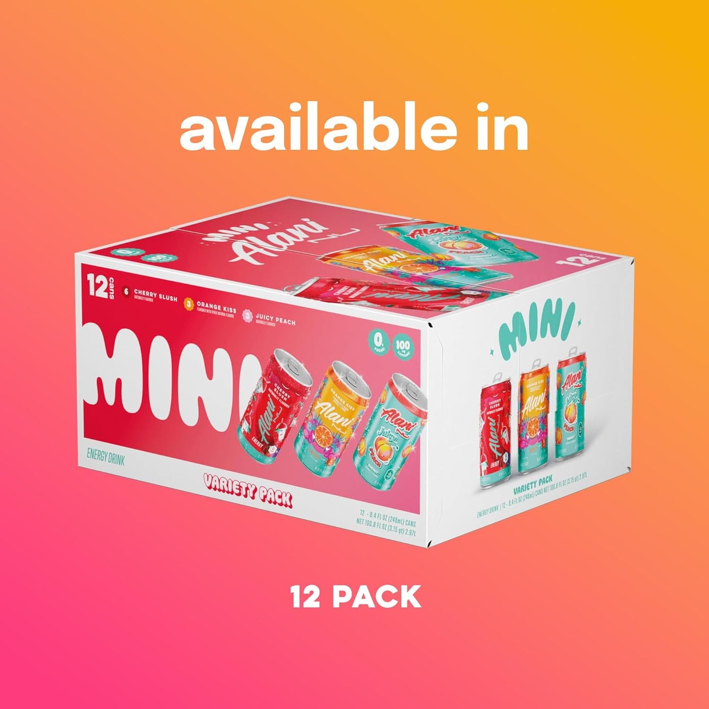 multi-flavor variety pack (orange kiss, cherry slush, juicy peach / juicy peach, cherry twist, sherbet swirl) plus limited witch's brew edition