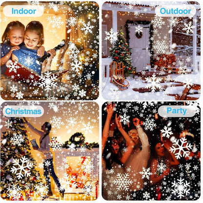 HolidaySnow Pro Outdoor Snowflake Projector – Camping, Courtyard & Driveway Christmas Light Show, 15000 Lumens LED with 2H/4H/6H/8H Timer