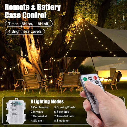 Minetom Battery Operated String Lights – Waterproof Warm White Globe Lights for Patio, Porch & Backyard Ambiance