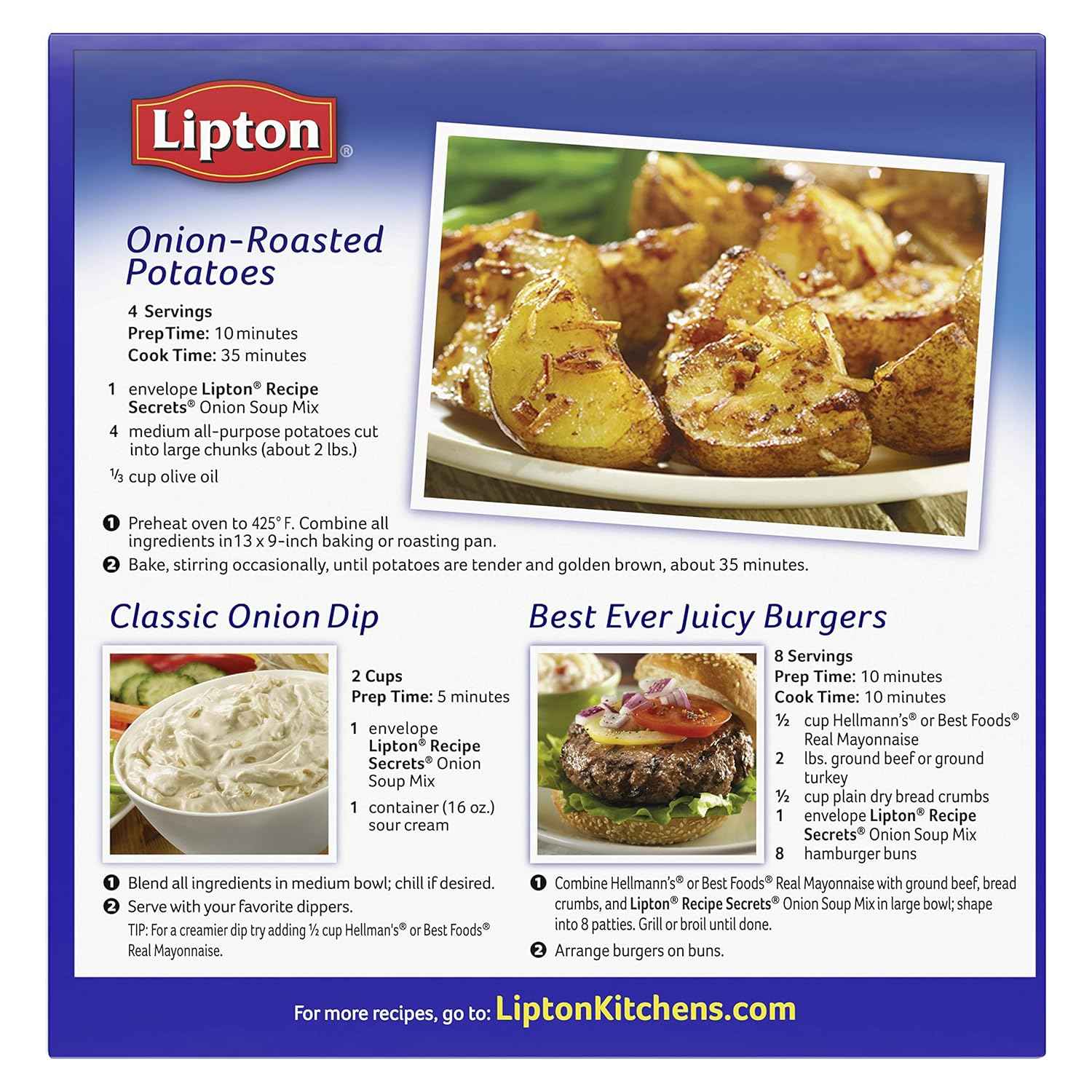 Lipton Recipe Secrets Onion Soup and Dip Mix – Practical Housewarming Gift for New Homeowners Stocking the Pantry
