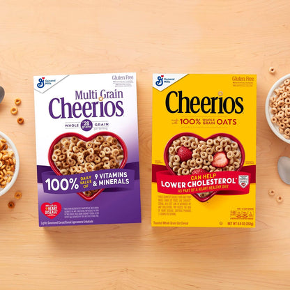 Multi Grain Cheerios, Gluten Free Kids Cereal for School Lunchboxes, Family Size 18 oz Box