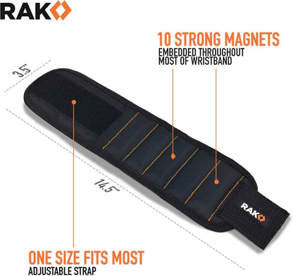 RAK Magnetic Wristband – Hands-Free Productivity Tool for Mechanics and Carpenters, Wearable Screw Holder